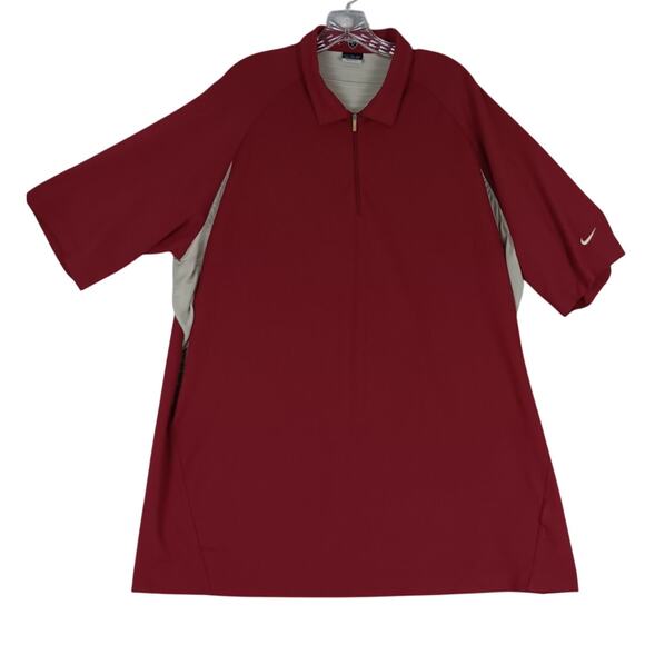 Nike Golf Fit Dry Quarter Zip Polo Men's XL Red/White Lightweight Performance - Picture 2 of 12
